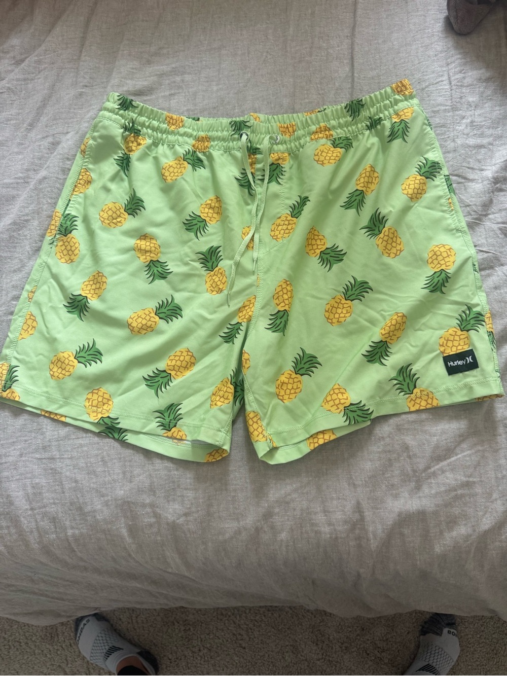 Hurley Men's Light Green Pineapple Swim Trunks